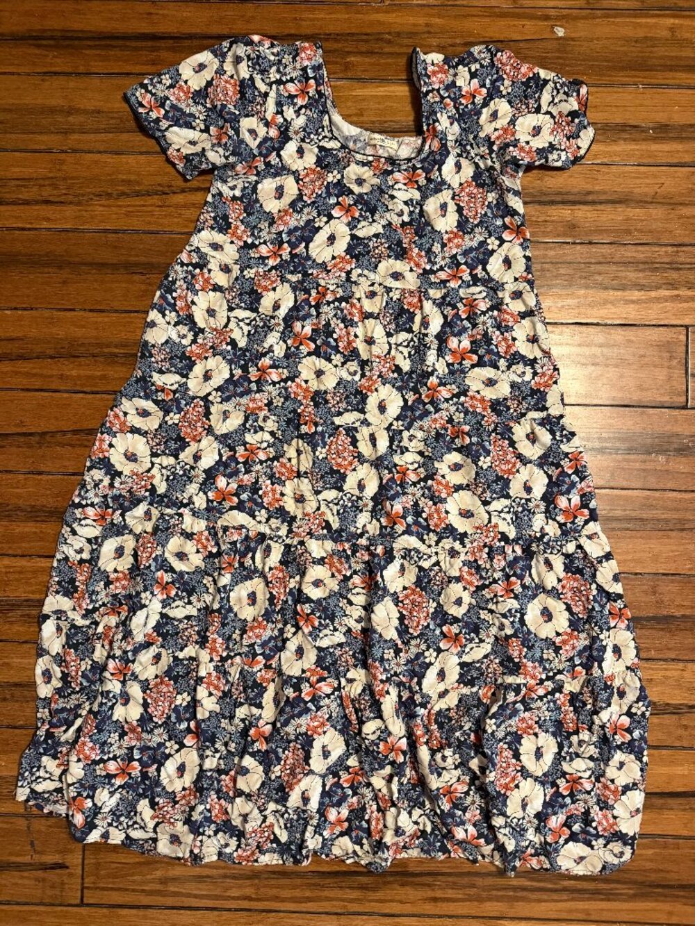 Natural Life Boho Floral Print Maxi Tiered Dress, Sz Large - Picture 4 of 8